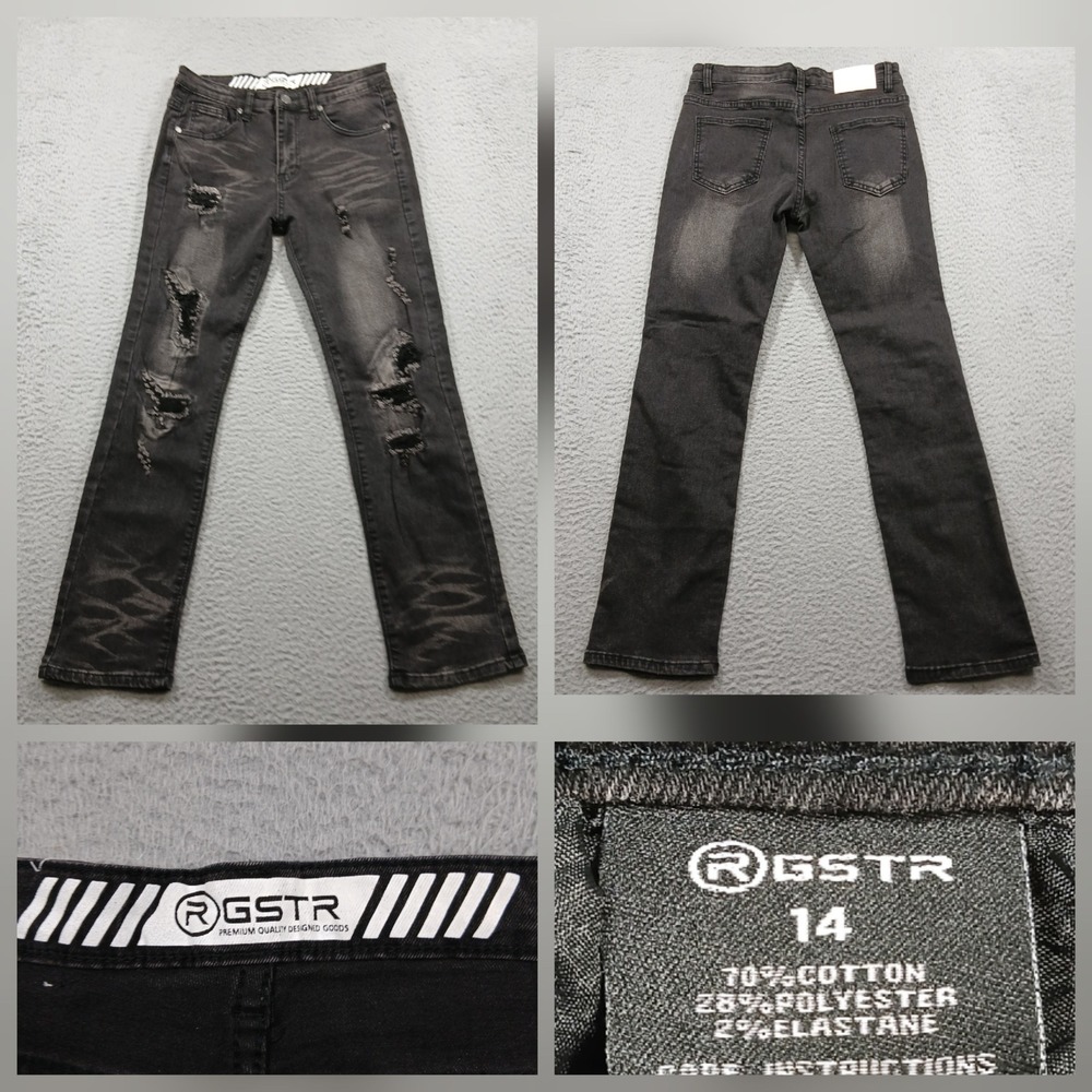 RGSTR Womens 14 Distressed Jeans Black Slim Fit Ripped Streetwear Denim EUC